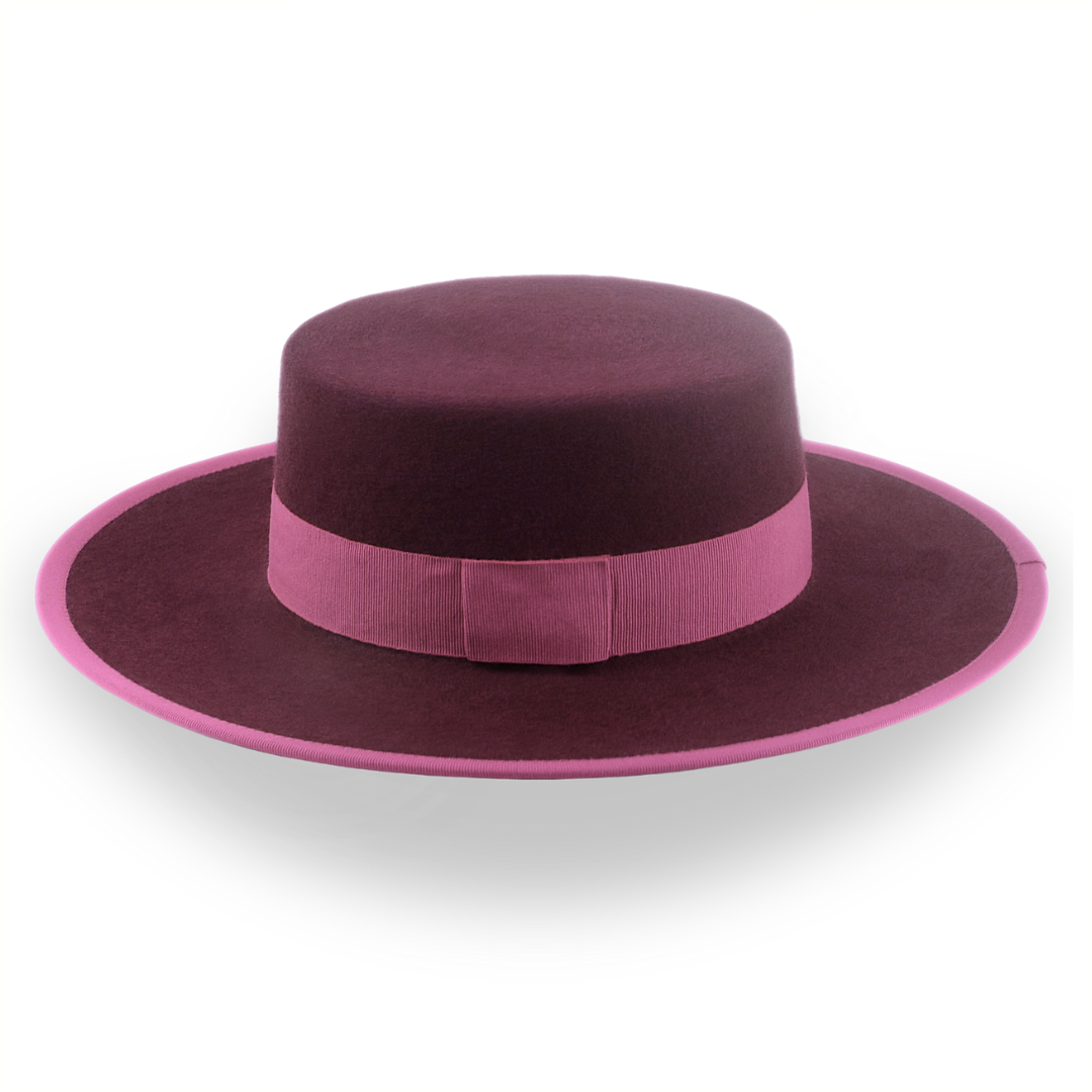 Burgundy Flat Top Felt HatThe Bolero Agnoulita Hats