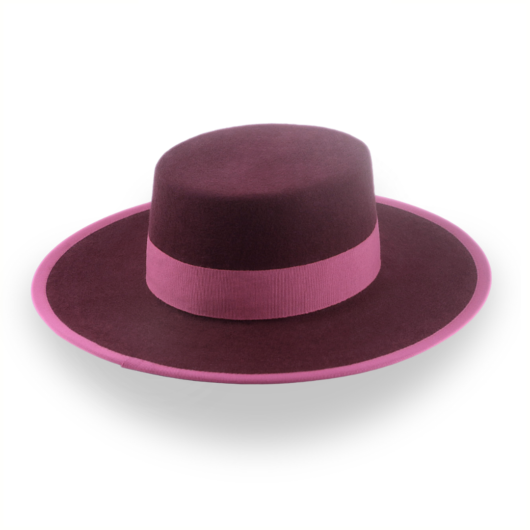 Burgundy Flat Top Wool Felt Hat | The Bolero - Agnoulita Hats 4 