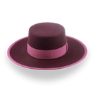 Burgundy Flat Top Wool Felt Hat | The Bolero - Agnoulita Hats 6 