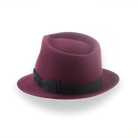 Burgundy Short Brim Trilby Hat in Elegant Beaver Fur Felt | The Verve - Agnoulita Hats 3 