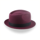 Burgundy Short Brim Trilby Hat in Elegant Beaver Fur Felt | The Verve - Agnoulita Hats 5 