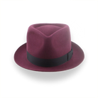 Burgundy Short Brim Trilby Hat in Elegant Beaver Fur Felt | The Verve - Agnoulita 6 