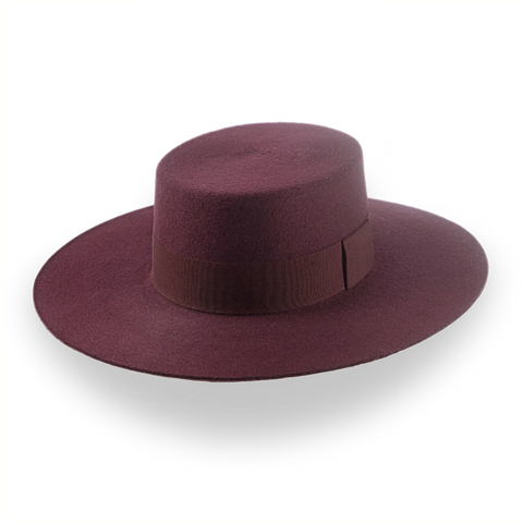 Burgundy Western Style Flat Brim Hat in Premium Wool Felt | The Mestizo