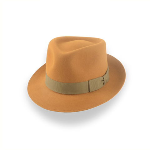 Chapeau Fedora Trilby à petit bord orange brûlé en feutre de fourrure élégant | The Colombo