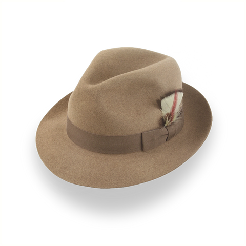 Fedora Camel Medium Brim in Premium Beaver Fur Felt | The Phoenix