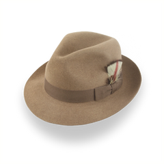 Camel Medium Brim Fedora in Premium Beaver Fur Felt | The Phoenix