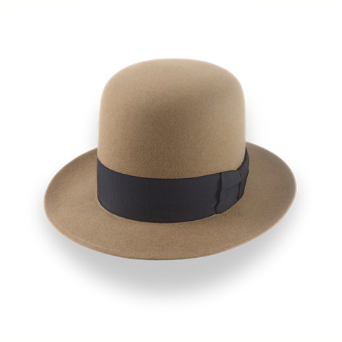 Sombrero Fedora con corona abierta de camel en fieltro maleable de piel de castor | The Benedict