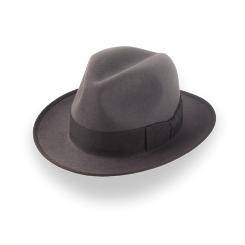 Chapeau Fedora Caribou gris des années 1930 en feutre de fourrure en peluche | The Dogal