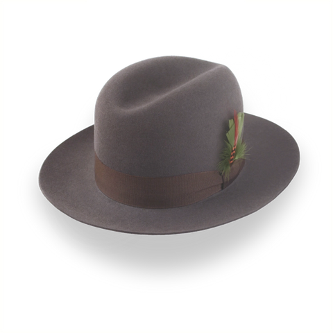 Caribou Grey Klassische Herren Single Crease Fedora in Pelzfilz | Der Tobin