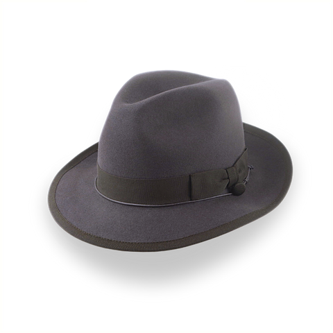 Sombrero Fedora de ala rápida gris caribú para hombre en fieltro de piel | The Sebastian