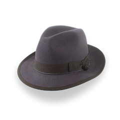 Chapeau Fedora Caribou Grey Snap Brim pour hommes en feutre de fourrure | Le Sébastien