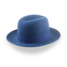 Casual Style Wide Brim Fedora for Men in Blue Fur Felt | The Tobin - Agnoulita Hats 5 