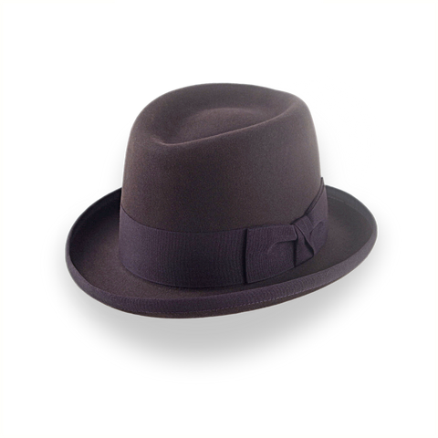 Chocolate Brown Homburg Hat with Teardrop Crown | The Marathon