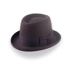 Chocolate Brown Homburg Hat with Teardrop Crown | The Marathon