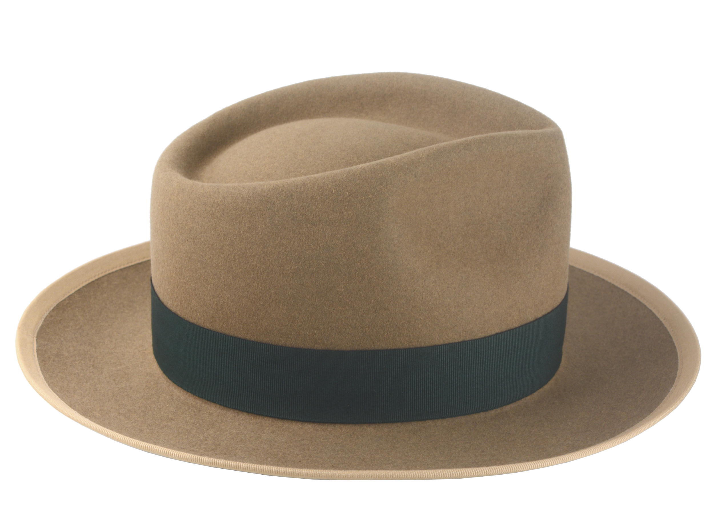 Vintage-style Fedora | The PANDAMATOR | Agnoulita Hats Agnoulita Hats 5 | Beaver fur felt, Camel, Custom Beaver Fedora, dusty camel, Teardrop
