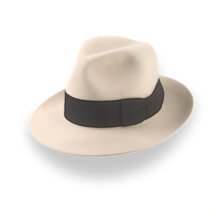 Classic Center Dent Fedora Hat in Cream Fur Felt  | The Caliber