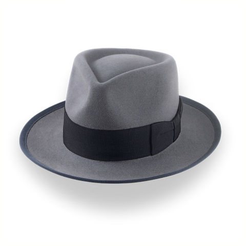 Classic Men's Fedora Hat In Grey Beaver Fur Felt | The Patron