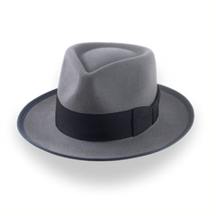 Classic Men's Fedora Hat In Grey Beaver Fur Felt | The Patron