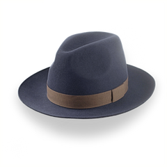 Classic Men's Fedora in Dark Slate Grey Fur Felt | The Senator