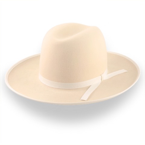 Cream Wide Brim Western Fedora Hat in Malleable Fur Felt | The Wayfarer