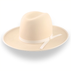 Chapeau Fedora Western à large bord en feutre de fourrure malléable de couleur crème | The Wayfarer