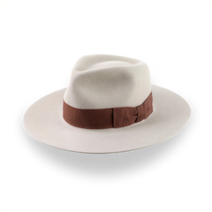 Custom Crafted Beige Flat Brim Fedora Hat | The Rusty 11