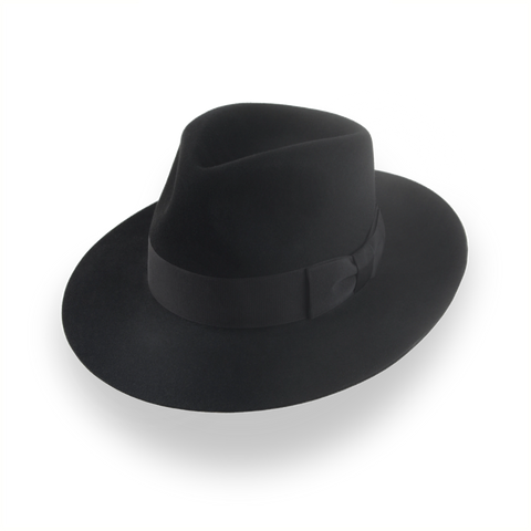 Custom Crafted Black Beaver Felt Fedora | The Regent