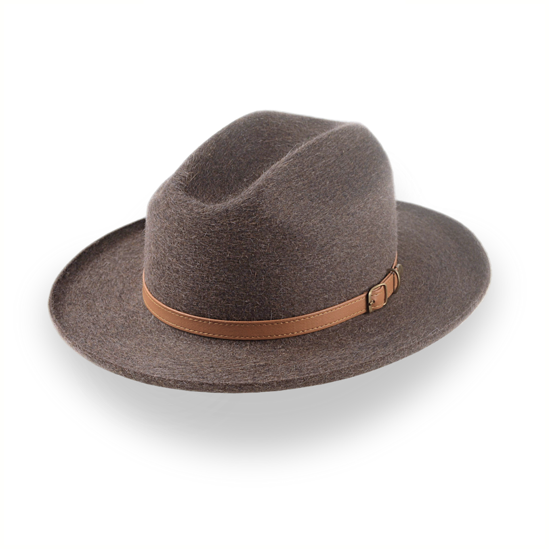 Custom Crafted Open Road Fedora in Mélange Fur Felt | The Tatooine - Agnoulita Hats 1 