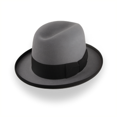 Sombrero Poirot Homburg de fieltro de piel gris personalizable | The Cerebelle