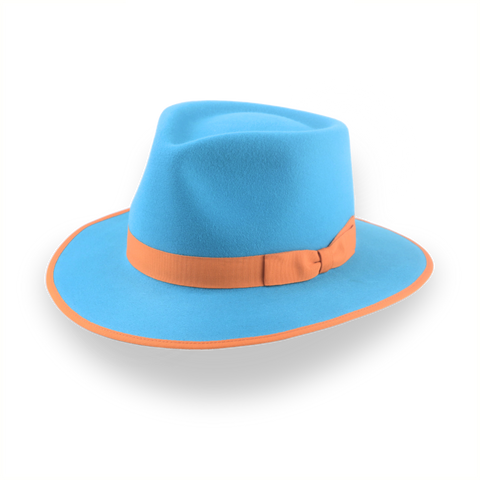 Anpassbare Sky Blue Fedora mit klassischem Design | The Equinox