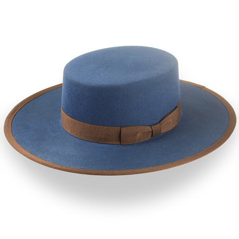 Cappello da cowboy piatto blu scuro in pelliccia resistente | The Gaucho