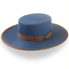 Dark Blue Flat Cowboy Hat in Durable Fur Felt | The Gaucho