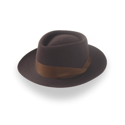 Dark Brown Diamond Crown Jazz Fedora en Fieltro de piel lisa | The Roamer