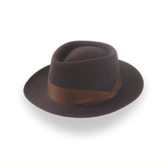 Fedora Jazz Brown Diamond Crown en Feutre de fourrure lisse | The Roamer