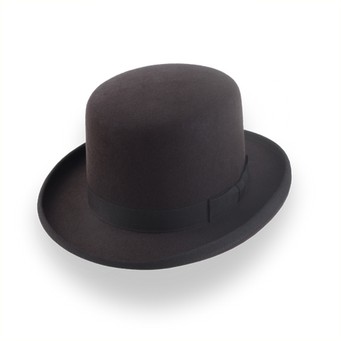 Chapeau melon carré brun chocolat foncé en feutre de fourrure | The Oddjob