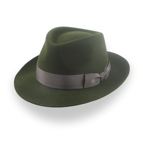 Chapeau Fedora vert foncé pour hommes en feutre de fourrure de qualité supérieure | The Hunter