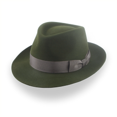 Chapeau Fedora vert foncé pour hommes en feutre de fourrure de qualité supérieure | The Hunter