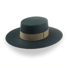 Dark Green Flat Top Western Hat in Premium Wool Felt  | The Woodsman - Agnoulita Hats 1 