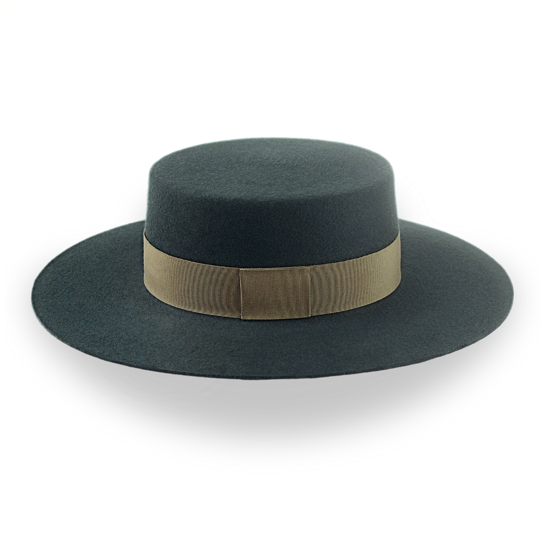 Dark Green Flat Top Western Hat in Premium Wool Felt  | The Woodsman - Agnoulita 2 