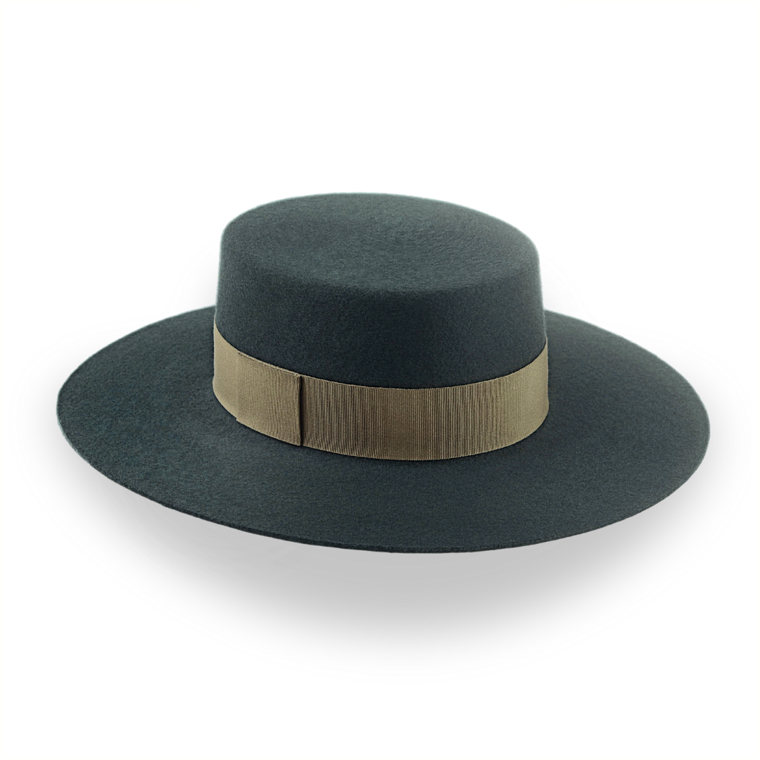 Dark Green Flat Top Western Hat in Premium Wool Felt  | The Woodsman - Agnoulita 3 