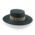 Dark Green Flat Top Western Hat in Premium Wool Felt  | The Woodsman - Agnoulita Hats 3 