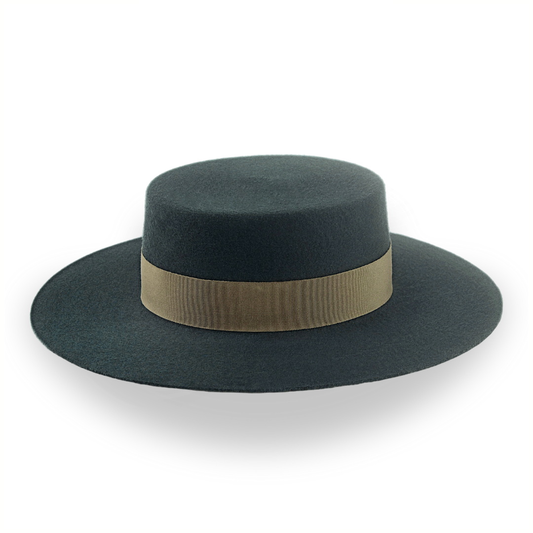 Dark Green Flat Top Western Hat in Premium Wool Felt  | The Woodsman - Agnoulita 5 