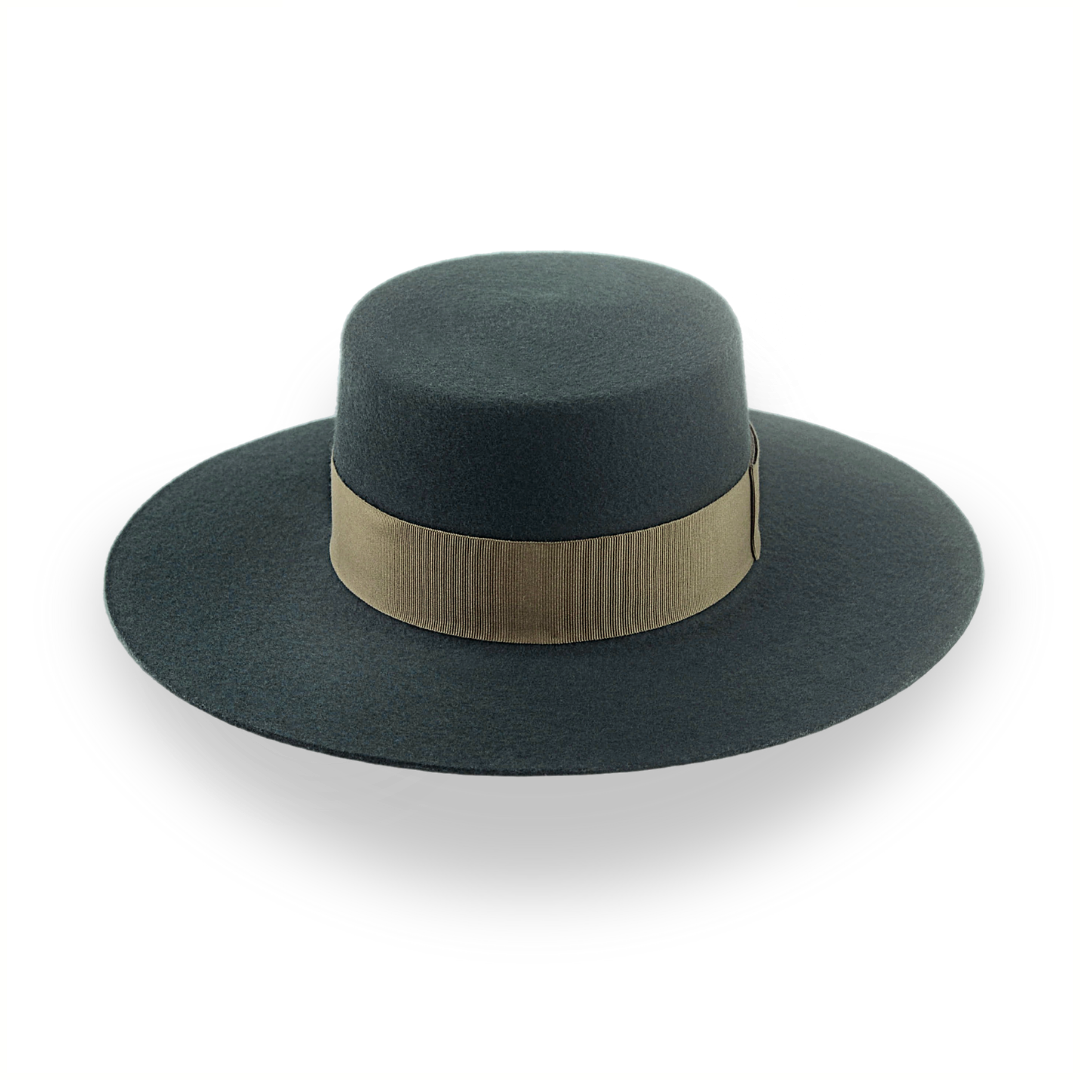 Dark Green Flat Top Western Hat in Premium Wool Felt  | The Woodsman - Agnoulita 6 