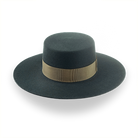 Dark Green Flat Top Western Hat in Premium Wool Felt  | The Woodsman - Agnoulita Hats 6 