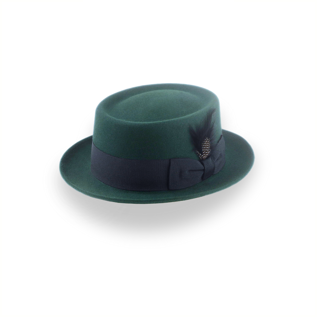 Dark Green Porkpie Hat in Smooth Fur Felt | The Soloist - Agnoulita Hats 1 