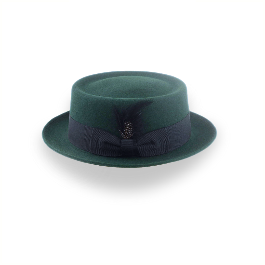 Dark Green Porkpie Hat in Smooth Fur Felt | The Soloist - Agnoulita Hats 2 