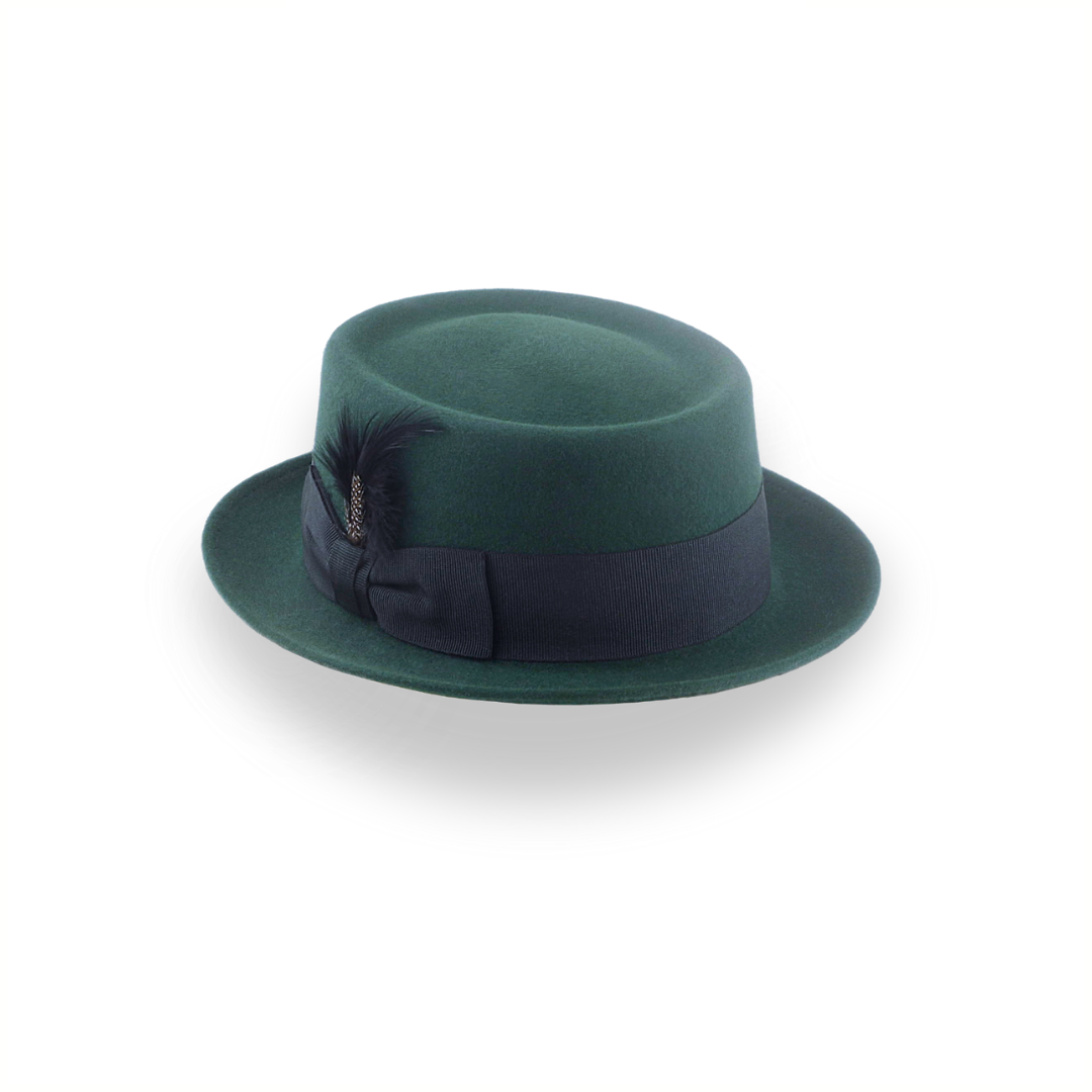 Dark Green Porkpie Hat in Smooth Fur Felt | The Soloist - Agnoulita 3 