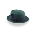 Dark Green Porkpie Hat in Smooth Fur Felt | The Soloist - Agnoulita Hats 3 