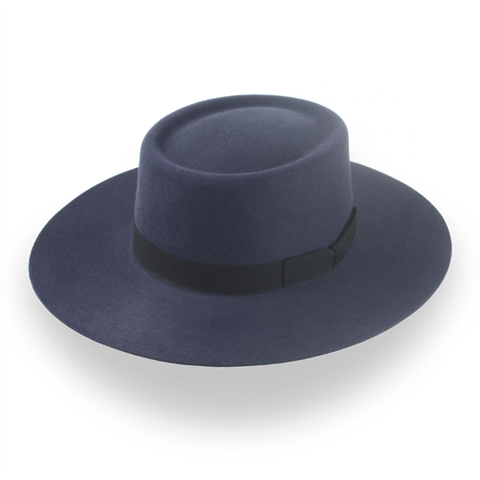 Chapeau plat Western de luxe gris foncé de Style Vaquero | La Mesa