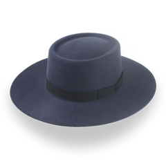 Dark Grey Luxury Western Flat Bill Hat in Vaquero Style | The Mesa